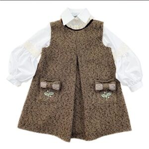 Elegant Brown Herringbone Kids Formal Dress